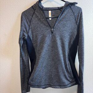 Lucy Hooded Half Zip Pullover Jacket Women’s Small Gray Herringbone Activewear